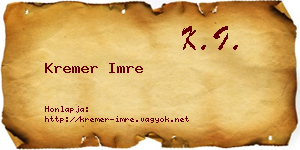 Kremer Imre névjegykártya